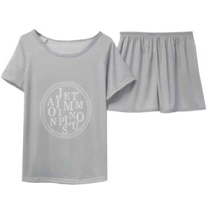 Pyjama d’été gris deux pièces à manches courtes pour femmes