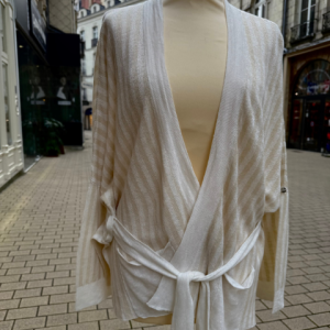 A Poil : « Cardigan en lin rayé »
