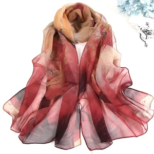 🧣 Foulard en Soie RUNMEIFA – Style Floral & Protection Solaire