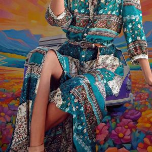 Robe de Soirée Hippie Chic – Bleu Vert