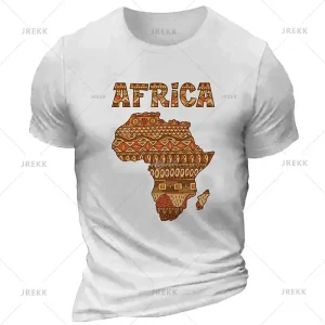 T-shirt 3D Afrique Unisexe Été Homme Femme à Manches Courtes Col Rond Streetwear Décontracté