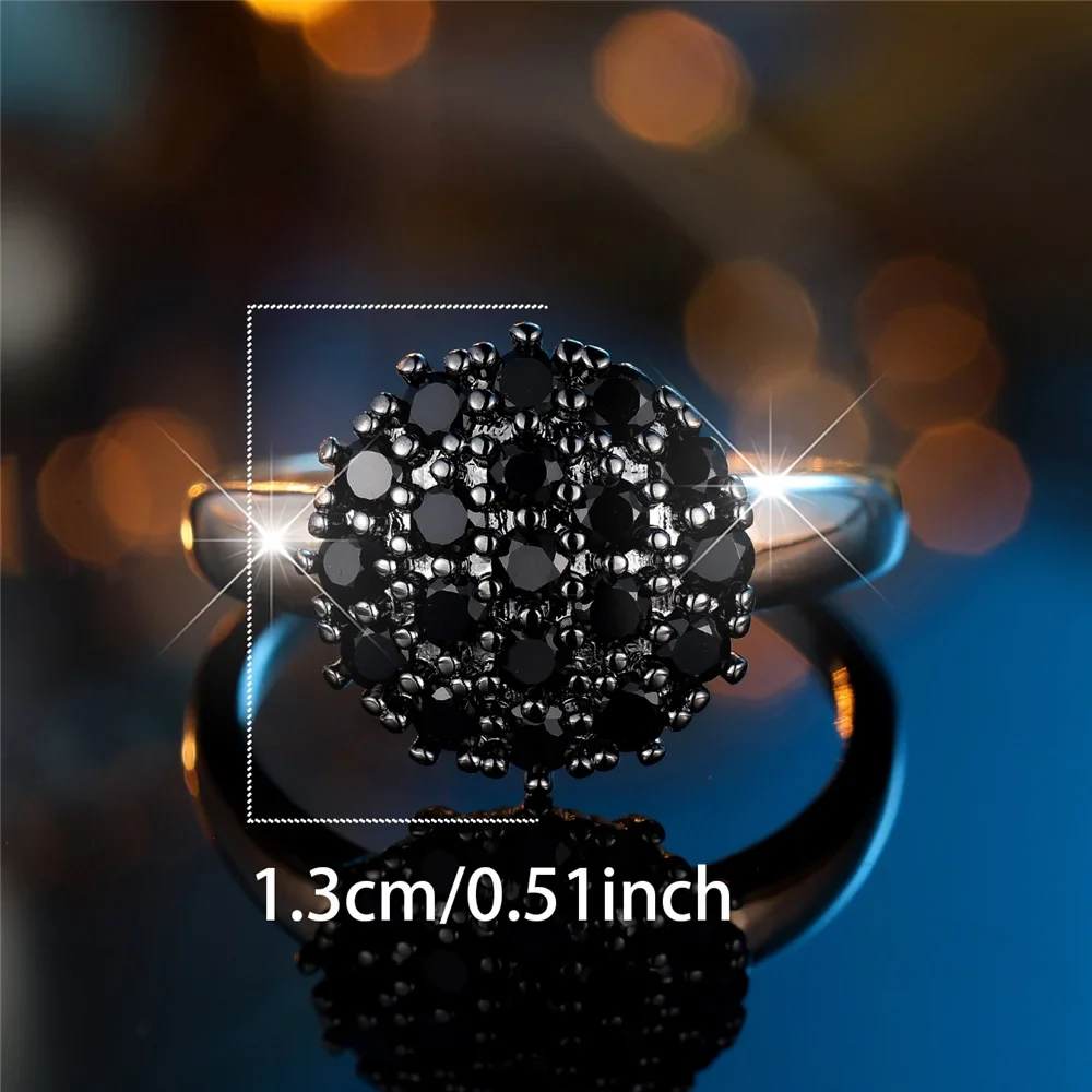 Femme mignon blanc noir Zircon pierre couleur or bijoux de mariage promesse bagues de fiançailles pour les femmes – Image 5