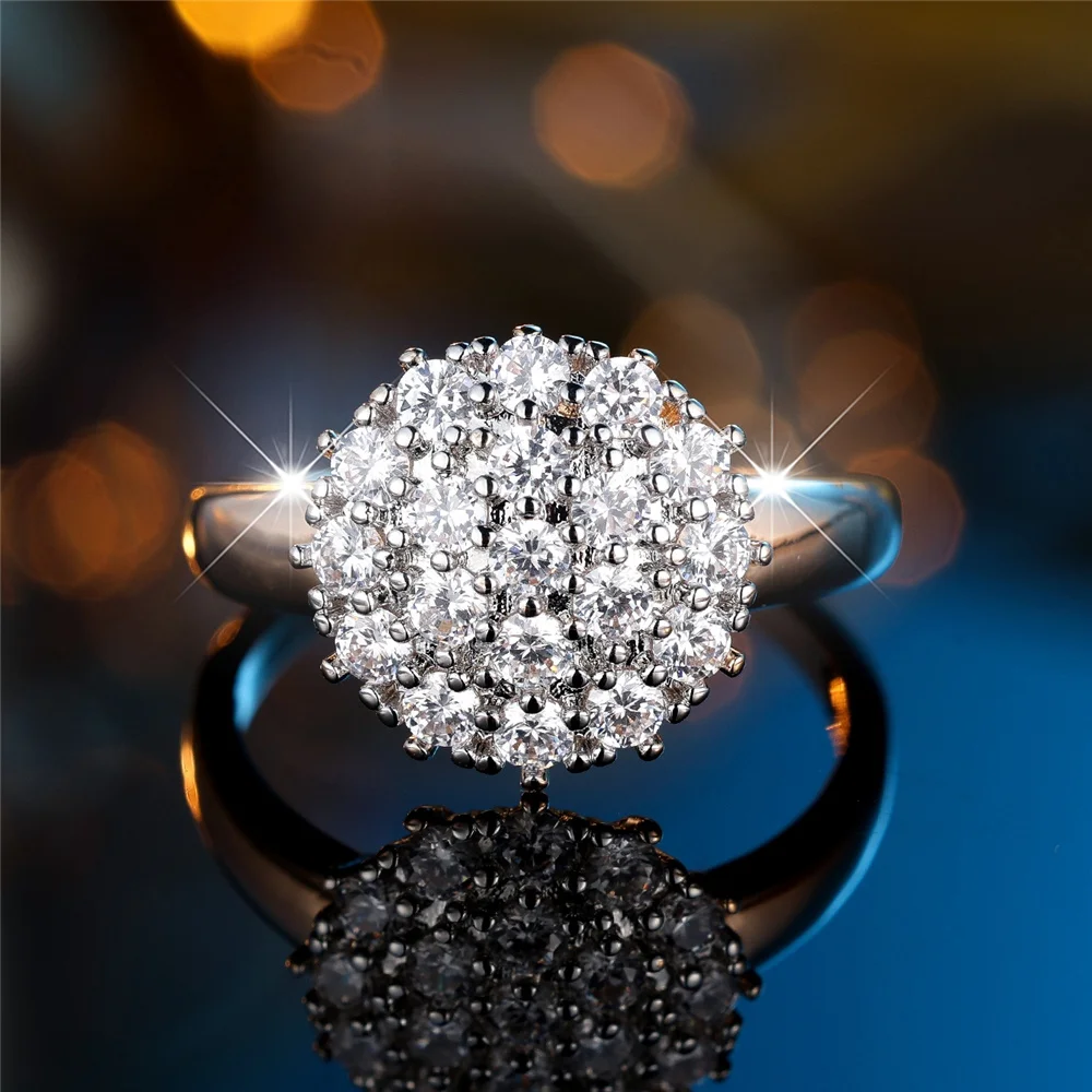 Femme mignon blanc noir Zircon pierre couleur or bijoux de mariage promesse bagues de fiançailles pour les femmes – Image 4