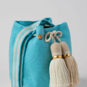 Aaluna: Petit sac seau à bandoulière bleu »