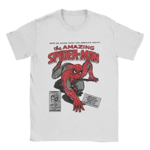 Spider-Man T-shirt rétro – T-shirt Hommes 100% Coton, Col Rond, Bande Dessinée Créative
