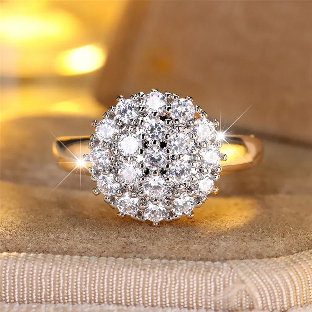 Femme mignon blanc noir Zircon pierre couleur or bijoux de mariage promesse bagues de fiançailles pour les femmes
