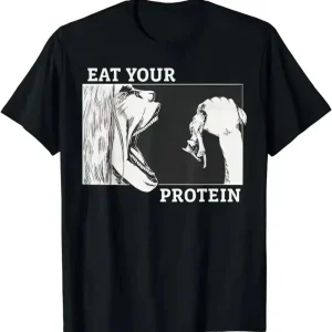 Été hommes manger votre protéine Anime pompe de gymnastique fitness T-shirt chemise femmes coton T-shirt col rond T-shirt vêtements imprimés