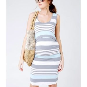 Chemise de nuit grise de maternité et d’allaitement pour femmes