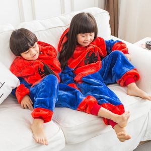 Ensemble de pyjama spiderman à capuche pour garçon et fille