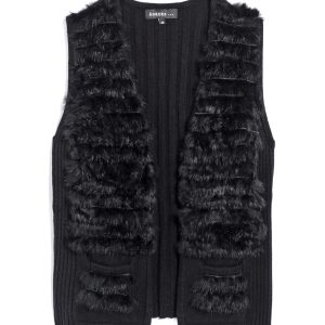 Gilet sans mancheS ANANKE maille et fausse fourrure