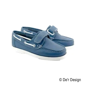  Mocassin Fille/ Garçon cuir à scratch bleu