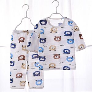 Pyjama d’été blanc en coton motif ours pour enfant