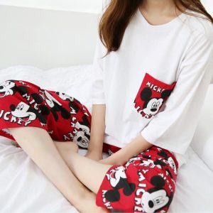 Pyjama deux pièces rouge et blanc motif Mickey