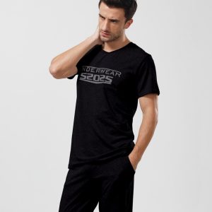 Pyjama deux pièces noir en coton pour hommes