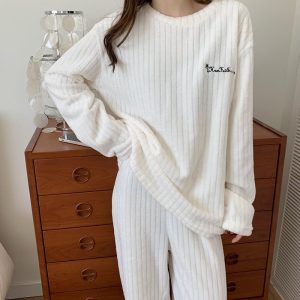 Pyjama polaire en flanelle deux pièces pour femme