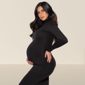 Robe de Grossesse Longue Col Montant